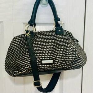 Steve Madden Vintage Gold/Black Weaved Satchel Handbag/purse.